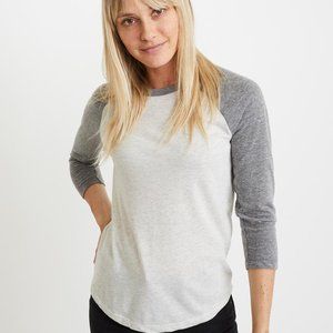 Marine Layer Lightweight Baseball Raglan Tee in Light Grey / Ash Heather - S